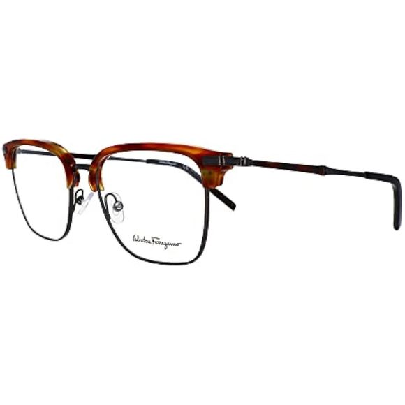 NEW SALVATORE FERRAGAMO SF 2194 216 Striped Brown & Ruthenium Eyeglasses 50mm - Picture 1 of 2